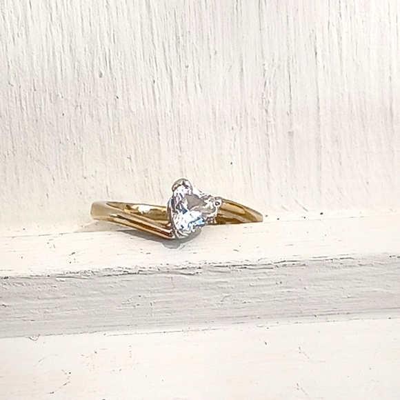 14K GE ESPO (Joseph Esposito) Heart Shape CZ Stone Gold Ring - Picture 5 of 8